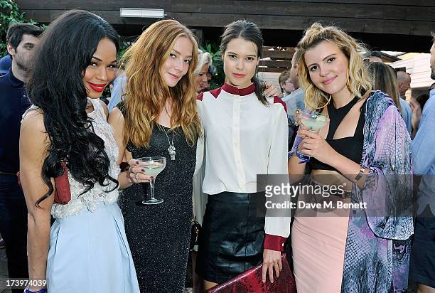 Sarah-Jane Crawford, Clara Paget, Sarah Ann Macklin and Georgia Lewis Anderson attends Warner music group summer party in association with Esquire at...