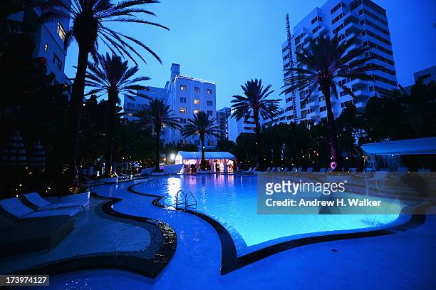 General view of atmosphere at the Mercedes-Benz Fashion Week Swim 2014 Official Kick Off Party at the Raleigh Hotel on July 18, 2013 in Miami Beach,...