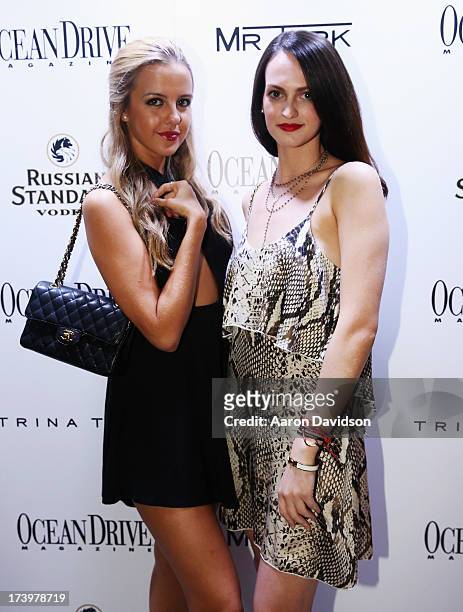 Chloe Lilia and Nicole McCarty attend the Ocean Drive Magazine Issue Release Party hosted by cover model Hannah Davis during Mercedes-Benz Fashion...