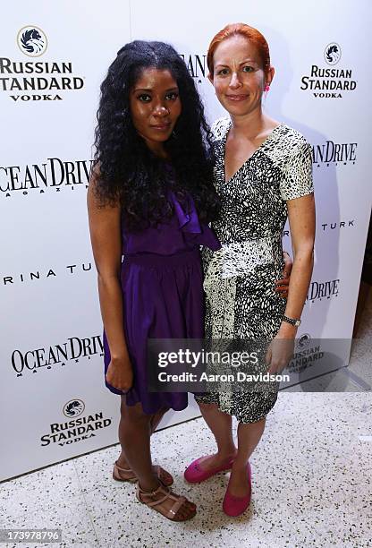 Nicole Maddox and Heather Schatz attend the Ocean Drive Magazine Issue Release Party hosted by cover model Hannah Davis during Mercedes-Benz Fashion...