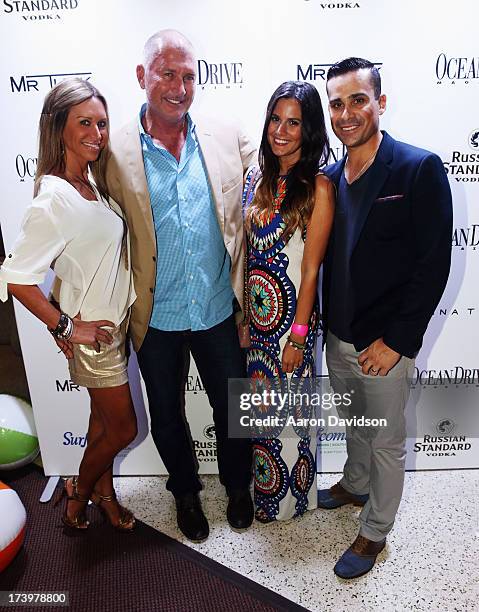 Susan Penrod, Bill Bentz, Caitlin Saucier Perrone, and Justin Perrone attend the Ocean Drive Magazine Issue Release Party hosted by cover model...