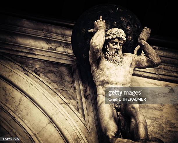 statue of atlas at doges palace - titan stock pictures, royalty-free photos & images