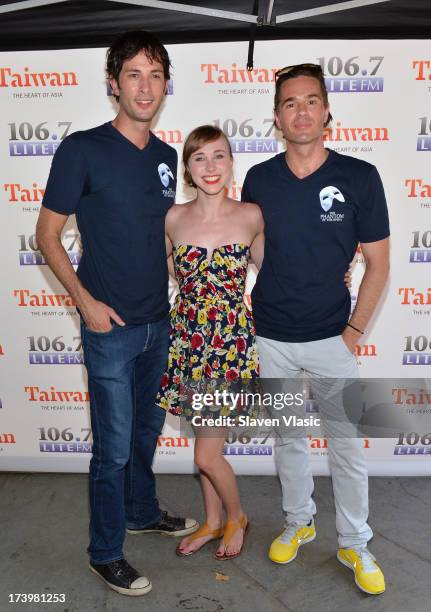 Kyle Barisich, Samantha Hill and Peter Joback from 'Phantom of the Opera' attend 106.7 LITE FM's Broadway in Bryant Park 2013 at Bryant Park on July...