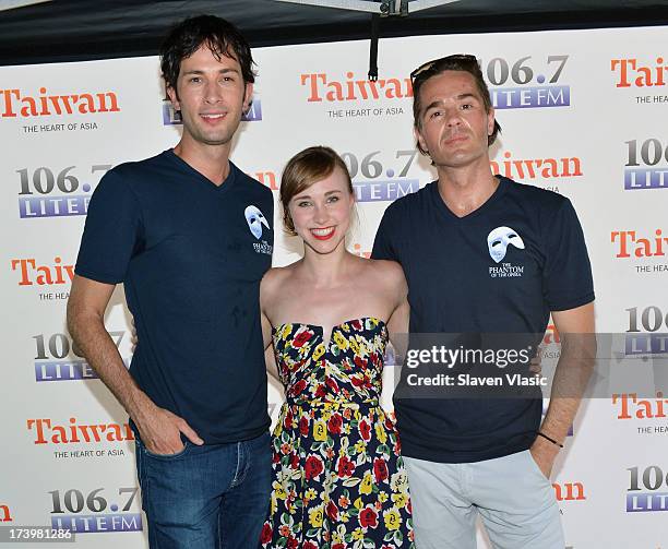 Kyle Barisich, Samantha Hill and Peter Joback from 'Phantom of the Opera' attend 106.7 LITE FM's Broadway in Bryant Park 2013 at Bryant Park on July...