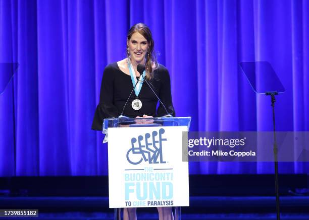 Missy Franklin speaks onstage during The Buoniconti Fund to Cure Paralysis’ 38th Annual Great Sports Legends Dinner, at the Marriott Marquis. The...