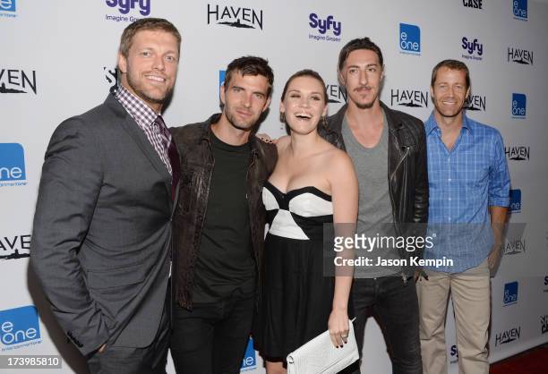 Actors Adam Copeland, Lucas Bryant, Emily Rose, Eric Balfour and Colin Ferguson attend Entertainment One's Comic-Con 2013 Kick Off Party at Sidebar...