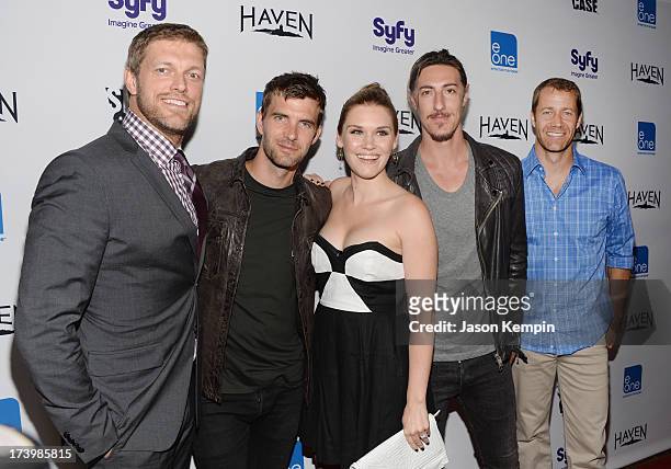 Actors Adam Copeland, Lucas Bryant, Emily Rose, Eric Balfour and Colin Ferguson attend Entertainment One's Comic-Con 2013 Kick Off Party at Sidebar...