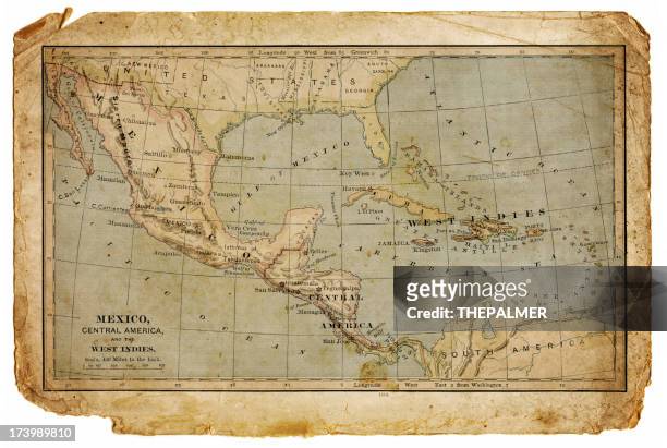 map of mexico, central america and the west indies - bahamas map stock illustrations