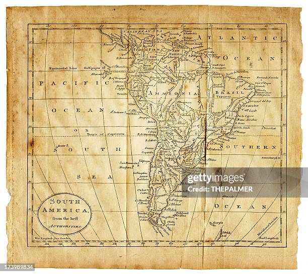 old map of south america - venezuela map stock pictures, royalty-free photos & images