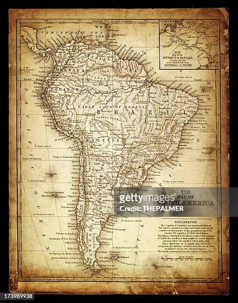 old map of south america - venezuela map stock pictures, royalty-free photos & images