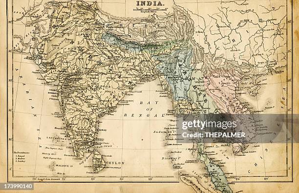 map of india - fossil stock illustrations