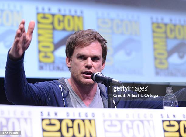 Actor Michael C. Hall speaks onstage at Showtime's "Dexter" panel during Comic-Con International 2013 at San Diego Convention Center on July 18, 2013...