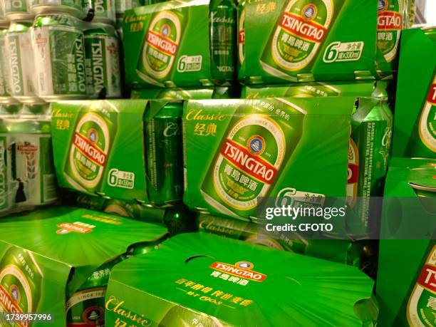 Tsingtao beers on sale at a supermarket in Suqian, Jiangsu Province, China, Oct 23, 2023.