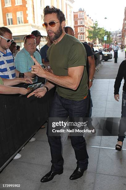 Hugh Jackman seen at BBC Radio One on July 19, 2013 in London, England.