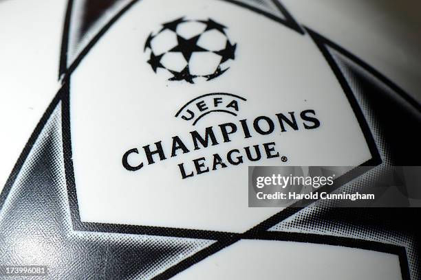 Champions League draw ball is being prepared backstage prior to the UEFA Champions League Q3 qualifying round draw rehearsal on July 19, 2013 in...