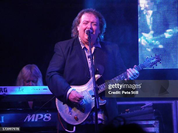 Bernie Marsden performs on stage at The Silverstone Grand Prix Concert in the Woodlands campsite Big Top tent at Silverstone on June 29, 2013 in...