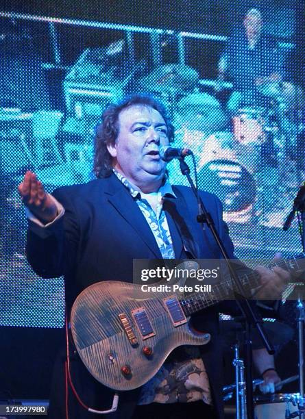 Bernie Marsden performs onstage at The Silverstone Grand Prix concert in the Woodlands Campsite Big Top tent at Silverstone on June 29, 2013 in...