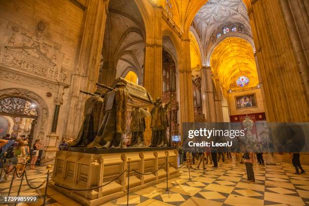 interior view of seville cathedral, spain - seville cathedral stock pictures, royalty-free photos & images