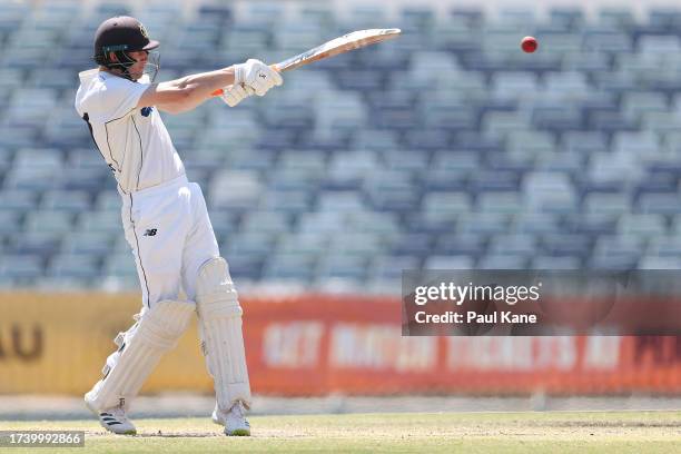 Cameron Bancroft of Western Australia bats during Day 3 of the Sheffield Shield match between Western Australia and Tasmania at the WACA, on October...
