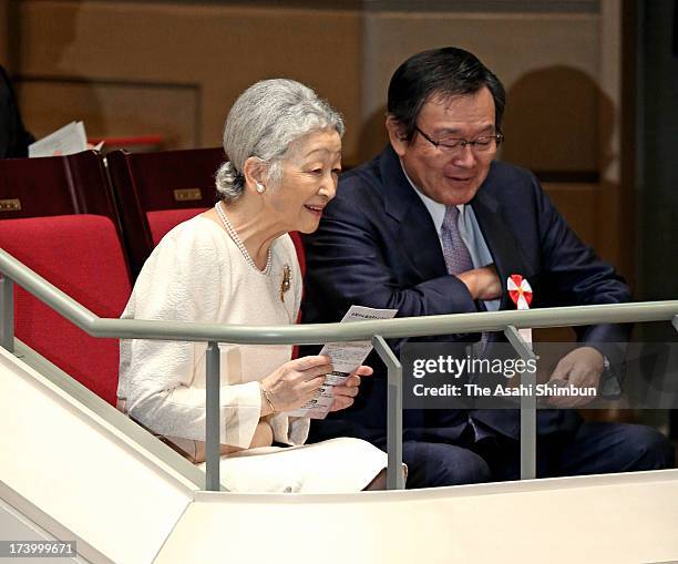 Empress Michiko attends a charity concert for childhood cancer at Bukamura Orchard Hall on July 18, 2013 in Tokyo, Japan.