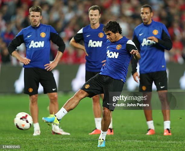 Fabio da Silva of Manchester United in action during a first team training session as part of their pre-season tour of Bangkok, Australia, China,...