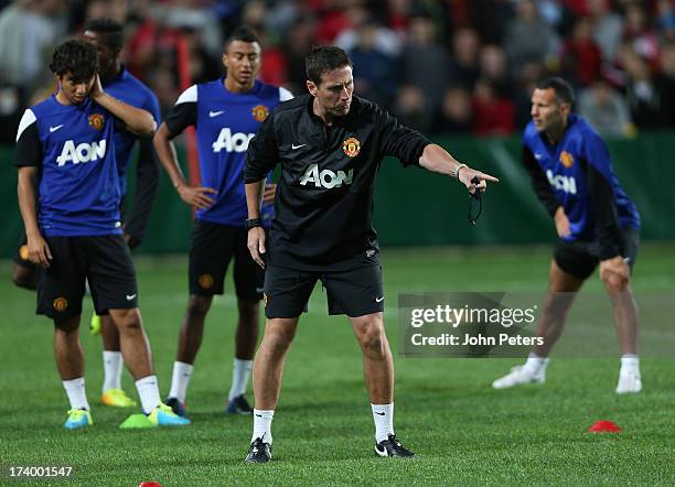 Fitness Coach Tony Strudwick of Manchester United in action during a first team training session as part of their pre-season tour of Bangkok,...