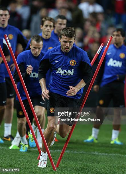 Michael Carrick of Manchester United in action during a first team training session as part of their pre-season tour of Bangkok, Australia, China,...
