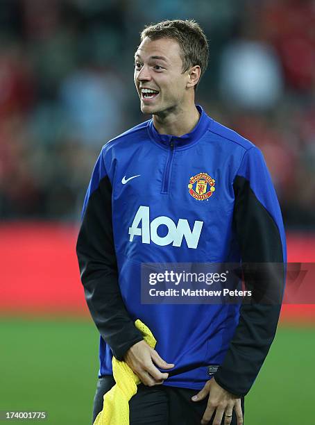 Jonny Evans of Manchester United in action during a first team training session as part of their pre-season tour of Bangkok, Australia, China, Japan...