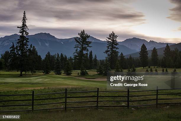 The Fairmont Jasper Park Lodge Golf Course is viewed at sunrise on June 25, 2013 near Jasper, Alberta, Canada. Jasper is the largest National Park in...