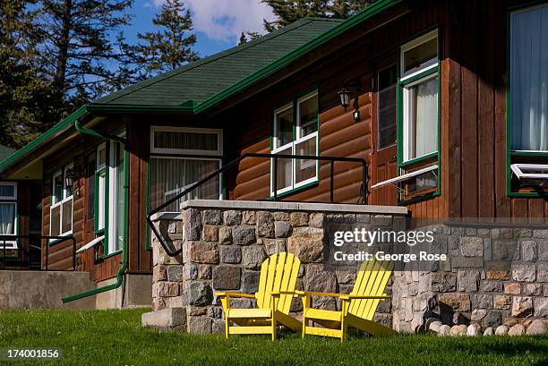 Adirondack chairs at the Fairmont Jasper Park Lodge are viewed on June 24, 2013 near Jasper, Alberta, Canada. Jasper is the largest National Park in...