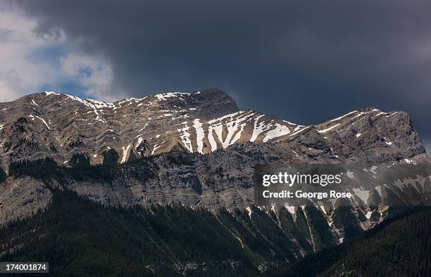 Mountains near the north Highway 16 entrance to the park are viewed on June 24, 2013 near Jasper, Alberta, Canada. Jasper is the largest National...