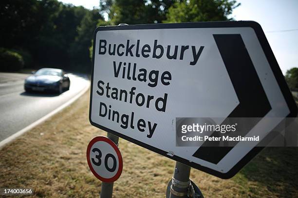 Sign points the way to Bucklebury Village, home to the family of The Duchess of Cambridge on July 18, 2013 in Bucklebury, England. The United Kingdom...