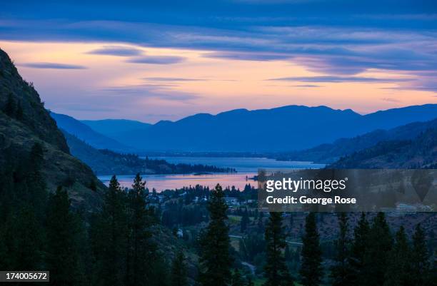 Hillside vineyards at the See Ya Later Ranch are viewed after sunset on June 9, 2013 near Okanagan Falls, British Columbia, Canada. Located across...