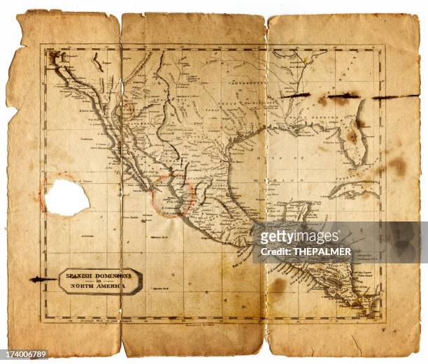 ilustraciones, imágenes clip art, dibujos animados e iconos de stock de mapa de españa dominions en norteamérica 1812 - mexico map