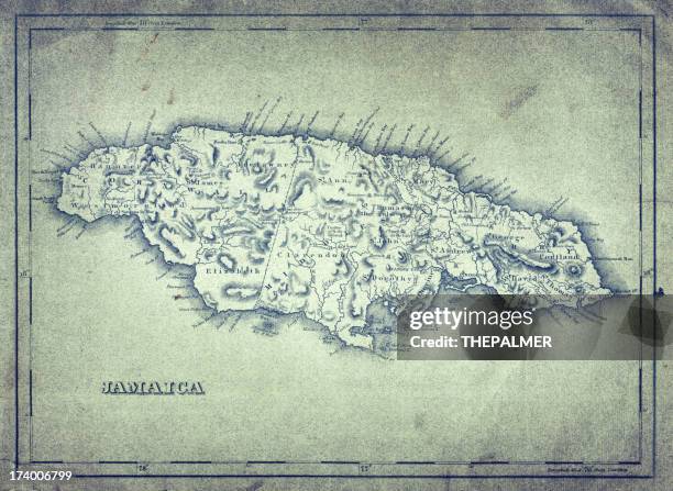 karte von jamaika 1824 - jamaica stock-grafiken, -clipart, -cartoons und -symbole