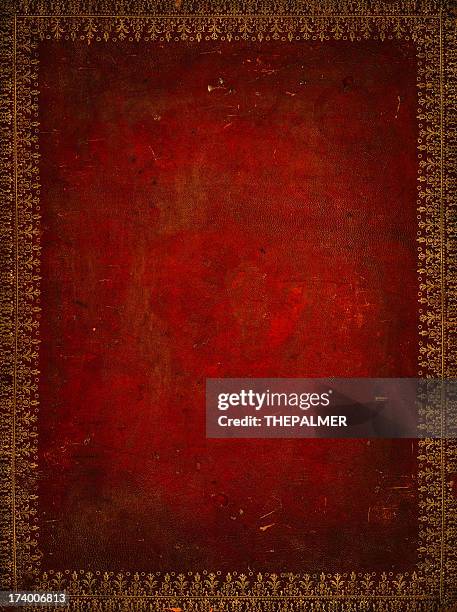 Red leather antique book cover Stock Photo