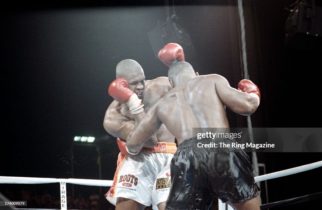Donovan Ruddock Last Fight Mike Tyson lands a left hook against Donovan Ruddock during the fight ...