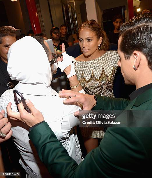 Jennifer Lopez attends backstage during the at Premios Juventud 2013 at Bank United Center on July 18, 2013 in Miami, Florida.