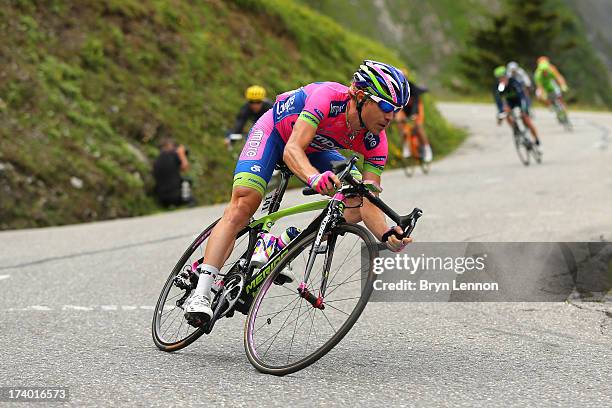 Damiano Cunego of Italy and Lampre Merida in action during stage nineteen of the 2013 Tour de France, a 204.5KM road stage from Bourg d'Oisans to Le...