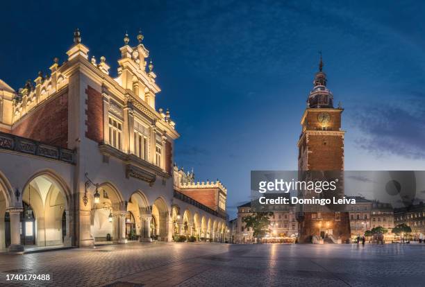 gothic town hall tower, krakow, poland - town hall tower stock pictures, royalty-free photos & images