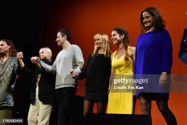 Emmanuelle Beart, Michael Cohen, Axelle Laffont, Audrey Dana and Marie Gillain attend the "Destins De Femmes" Premiere at Theatre Du Rond Point Des...