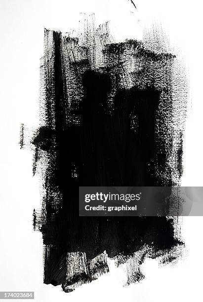 black paint - paint stroke stockfoto's en -beelden