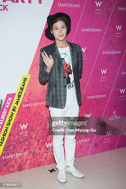 Taemin of South Korean boy band SHINee attends during a promotional event for the 'JamesJeans' 2013 F/W Showcase at the W Hotel on July 19, 2013 in...