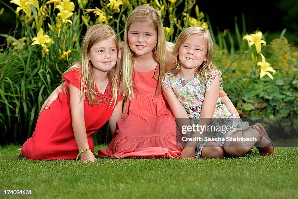 Princess Alexia of the Netherlands, Crown Princess Catharina-Amalia of the Netherlands and Princess Ariane of the Netherlands pose during the annual...