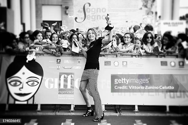 Stefania Rocca attends 2013 Giffoni Film Festival blue carpet on July 19, 2013 in Giffoni Valle Piana, Italy.