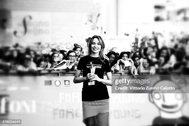 Stefania Rocca attends 2013 Giffoni Film Festival blue carpet on July 19, 2013 in Giffoni Valle Piana, Italy.