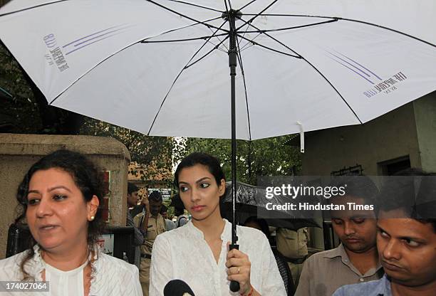 Former Miss World Yukta Mookhey coming out of Session Court after the hearing of domestic violence case filed against her husband Prince Tuli on July...