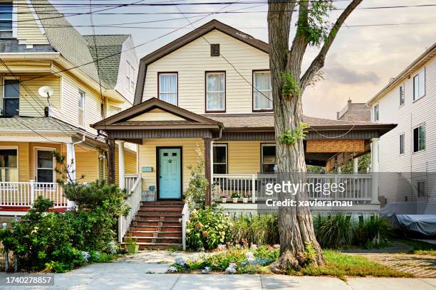 victorian style two-story house, rockaway beach - balustrade stock pictures, royalty-free photos & images