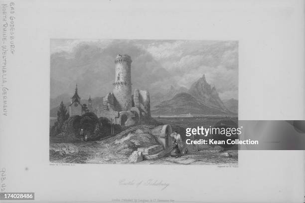 Engraving of the Castle of Godesburg, located on a hill of volcanic origin, it was largely destroyed following a siege in 1583 at the start of the...