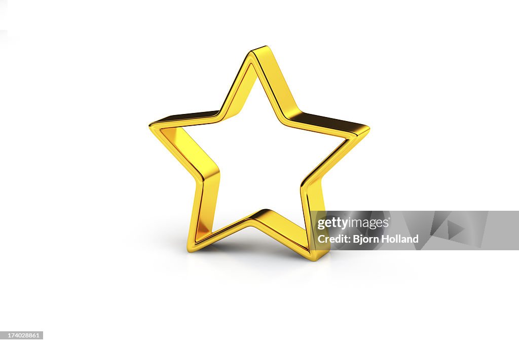 Golden star on white background